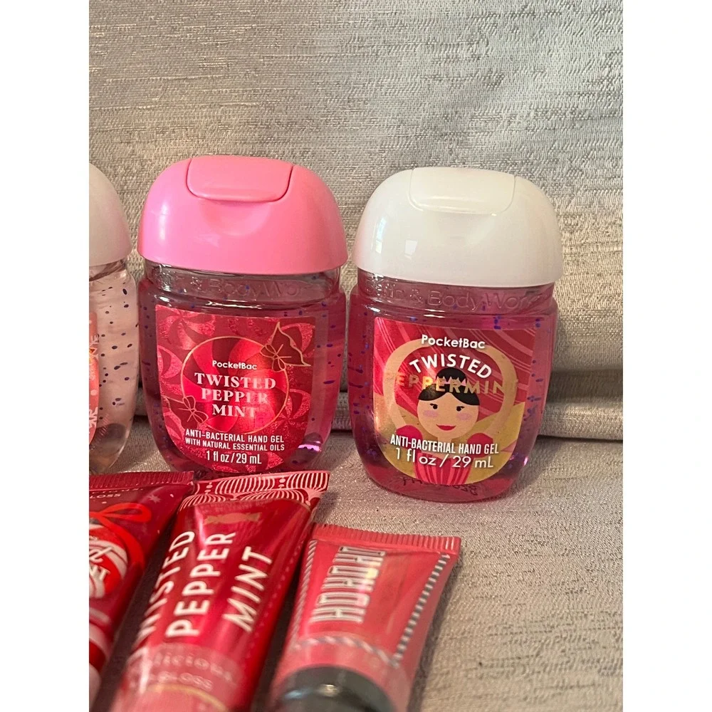 Bath & Body Works Twisted Peppermint Bundle Body Cream Hand Gel Lip Gloss lot 9